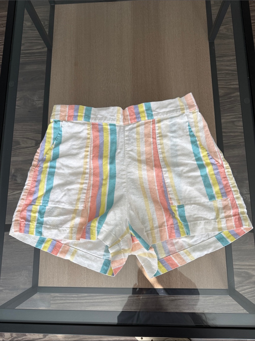 Jessica Simpson White Shorts with Pastel Multi Stripes